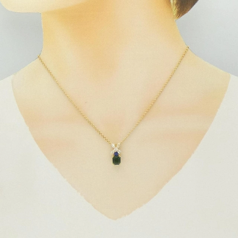 K18YG Đá màu Dây chuyền - Hàng hiệu Chính hãng 861088