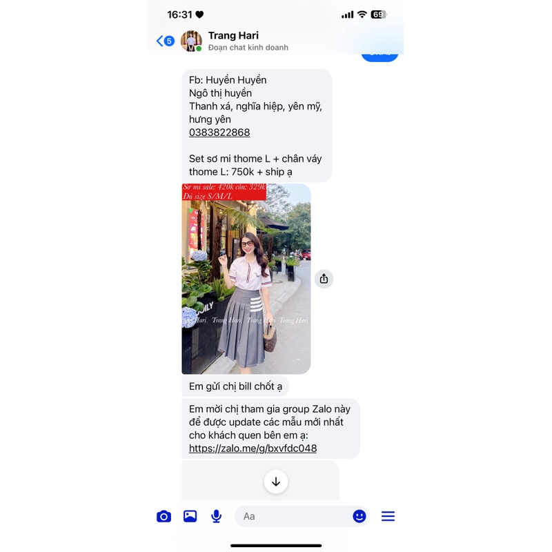 Sét thome size L nguyên tem mác chưa sử dụng 479202