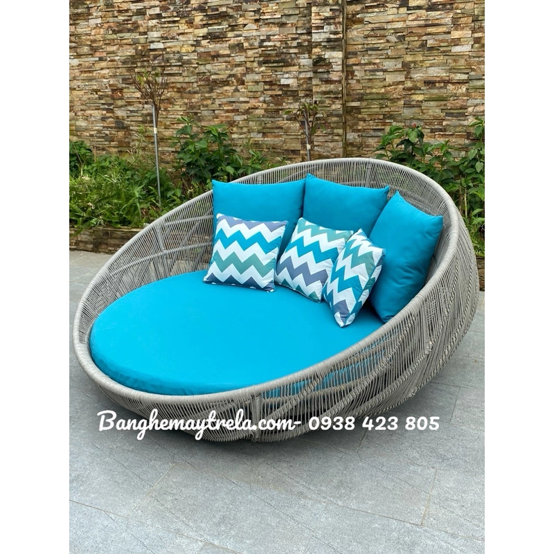 Ghế tròn tắm nắng nhựa giả mây 472603