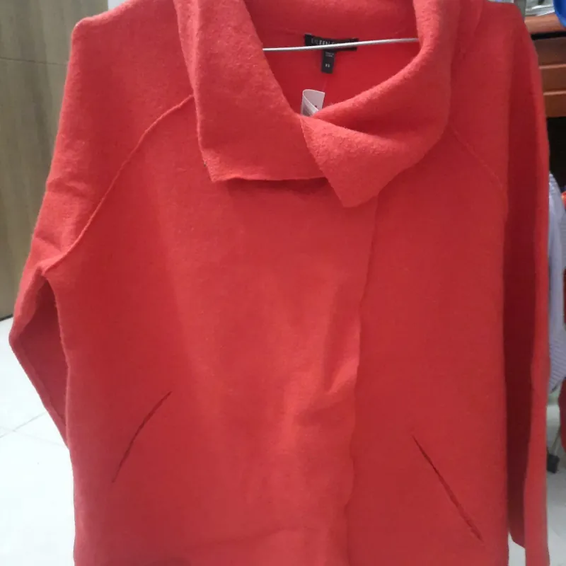 Áo khoác nỉ dạ  size xs nữ màu đỏ cam thiết kế của eileen fisher 754977