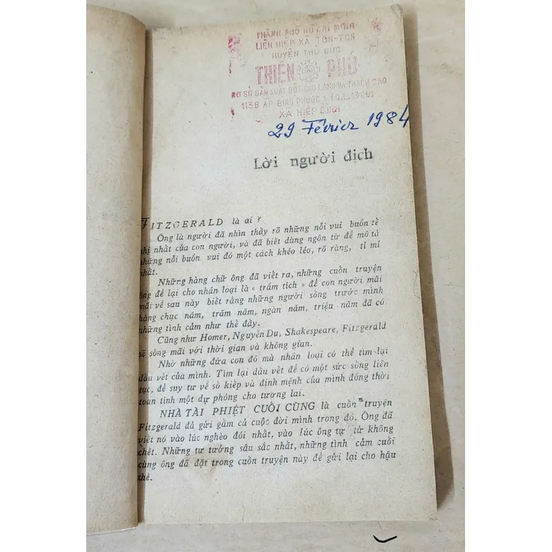 Sách trước 1975. Văn học Mỹ NHÀ TÀI PHIỆT CUỐI CÙNG -  Scott Fitzgerald 702536