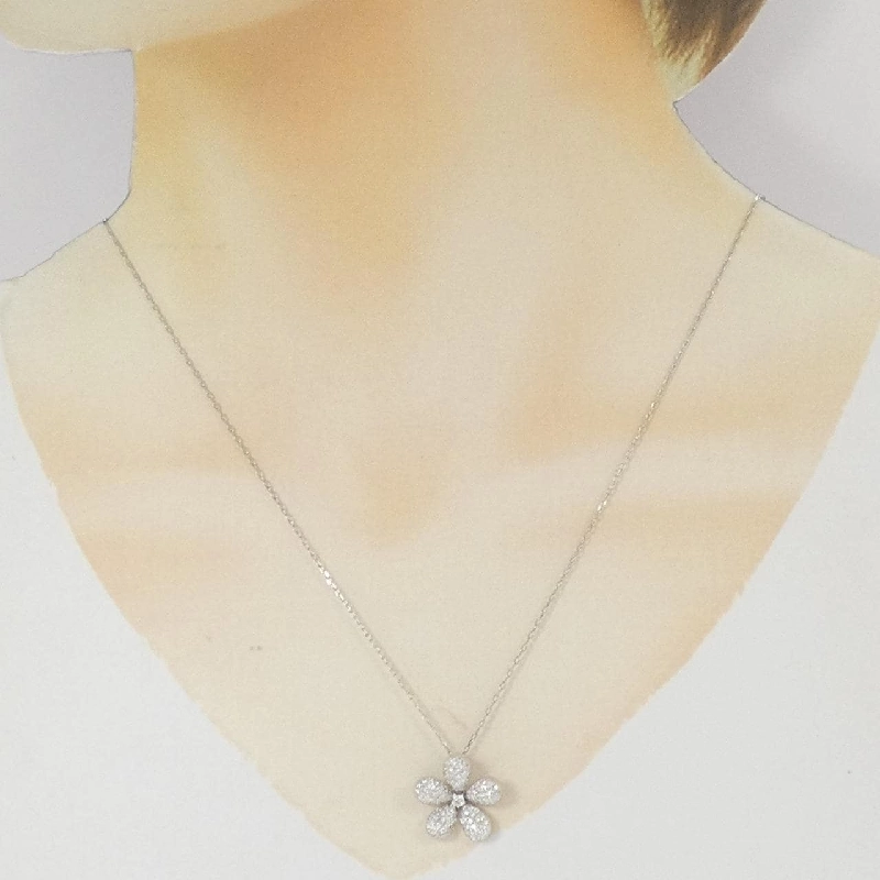 Dây chuyền kim cương hoa × Pave 18KWG/K18WG 0.538CT - Hàng hiệu Authentic 860066
