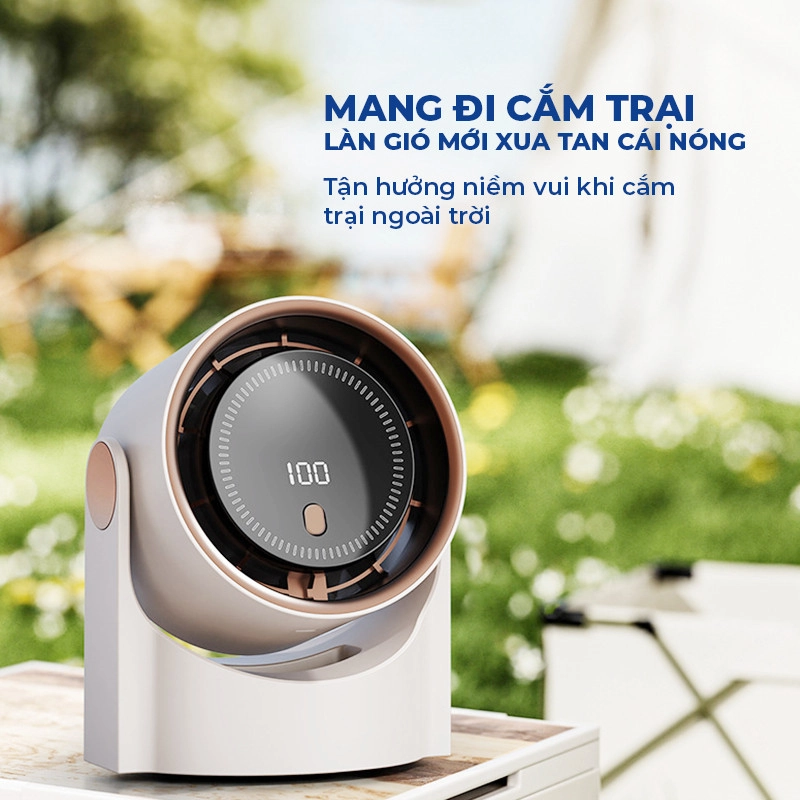 Quạt Cầm Tay Circulating Fan 100 Cấp Độ Gió, Dung Lượng Pin Lớn, Có Chip Bảo Vệ Thông Minh Kèm Màn Hình Led 530448