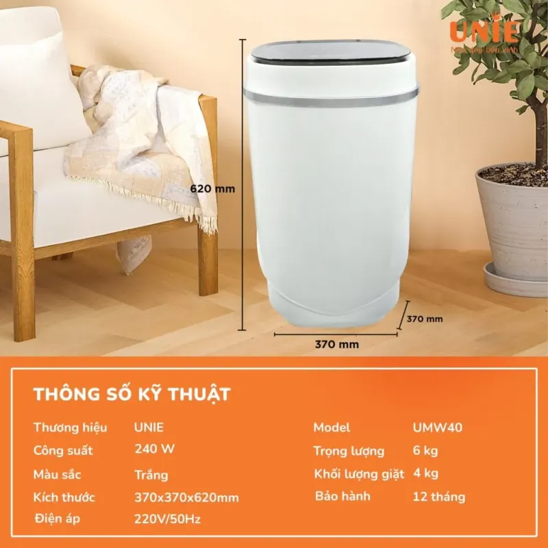 UNIE UMW40 – Máy giặt mini lý tưởng cho không gian nhỏ 795692