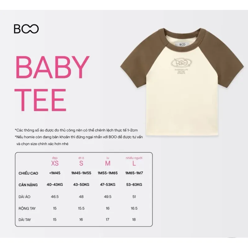Áo thun Boo form Babytee ngắn, thêu logo 755900