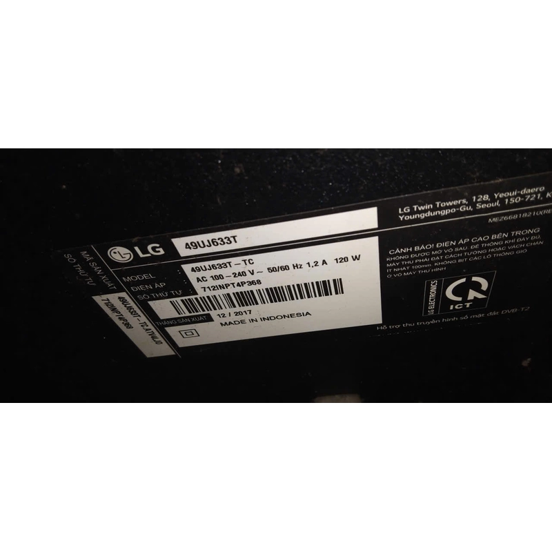 Ti vi LG 49in bể màn hình 501620