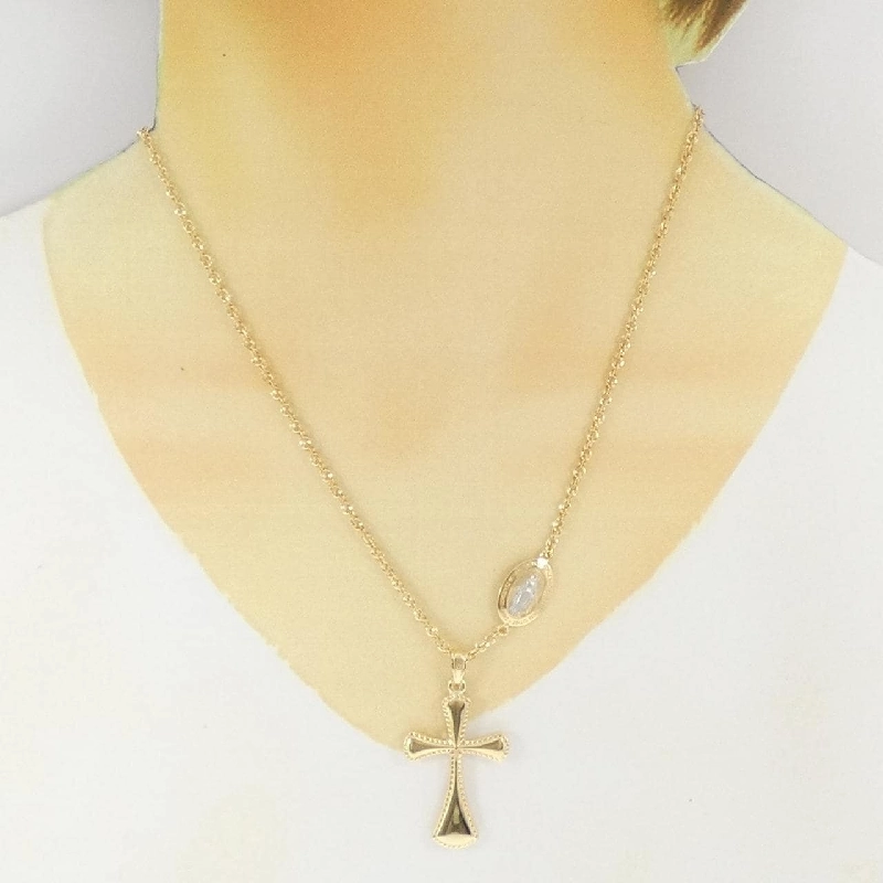 Dây chuyền đeo cổ chữ thập 750YG/K18YG/K18WG - Hàng hiệu Authentic 862322