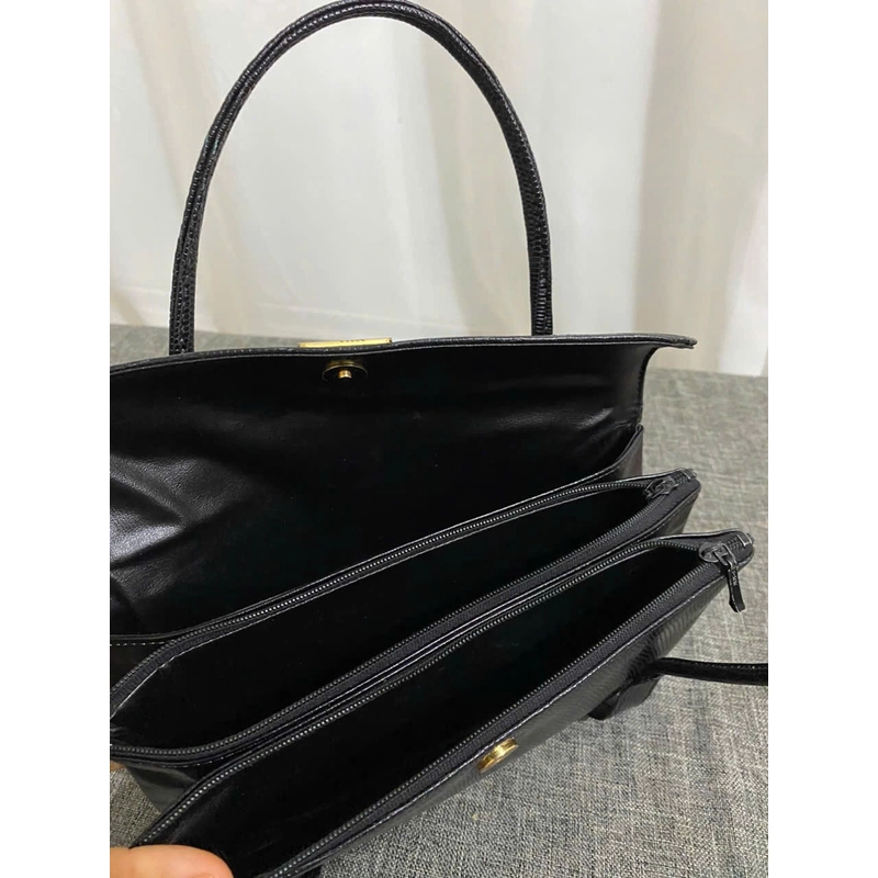 Túi xách đeo vai da kỳ nhông thật 13*23 màu đen 99% real iguana skin handbag 464046