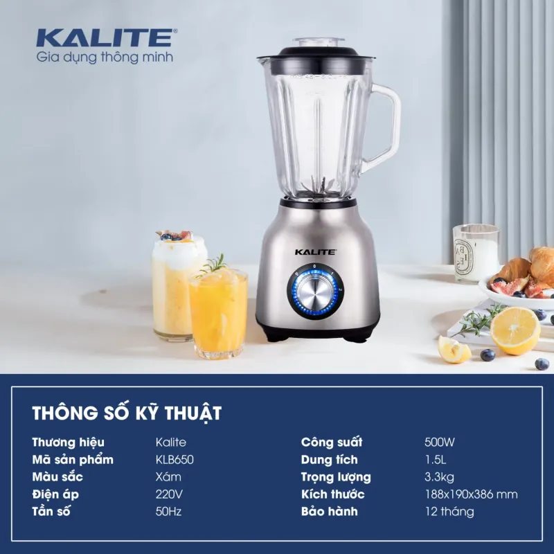 Máy xay sinh tố KALITE KLB650 3 cối xay công suất 500W 795686