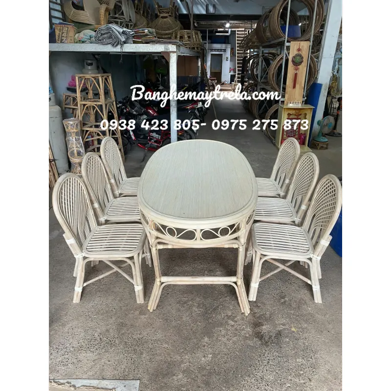 Bàn ghế ăn mây tre 783595
