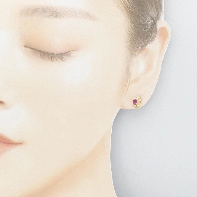 K18YG Bông tai Ruby - Hàng hiệu Chính hãng 870688