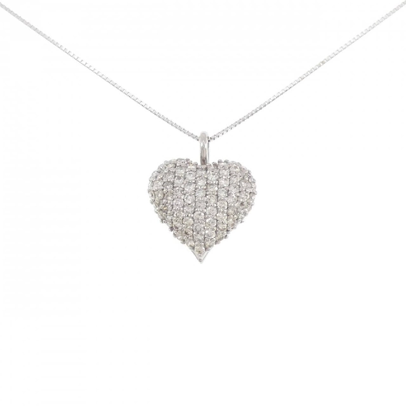 K18WG Pave Heart Diamond Necklace 1.00CT - Hàng hiệu Authentic 862891