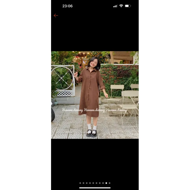 Đầm sơ mi dáng suông chất nhung 753107