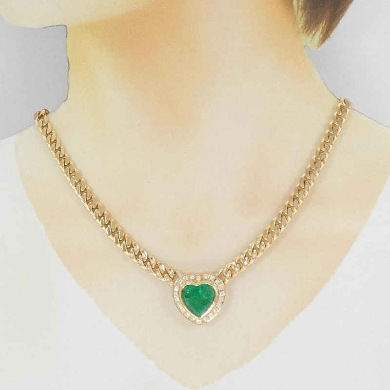 K18YG Dây chuyền hình trái tim ngọc lục bảo 8.17CT - Hàng hiệu Chính hãng 859474