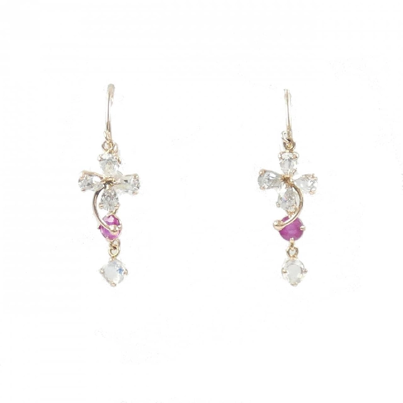 K14PG Bông tai đá màu hoa - Hàng hiệu Authentic 868565