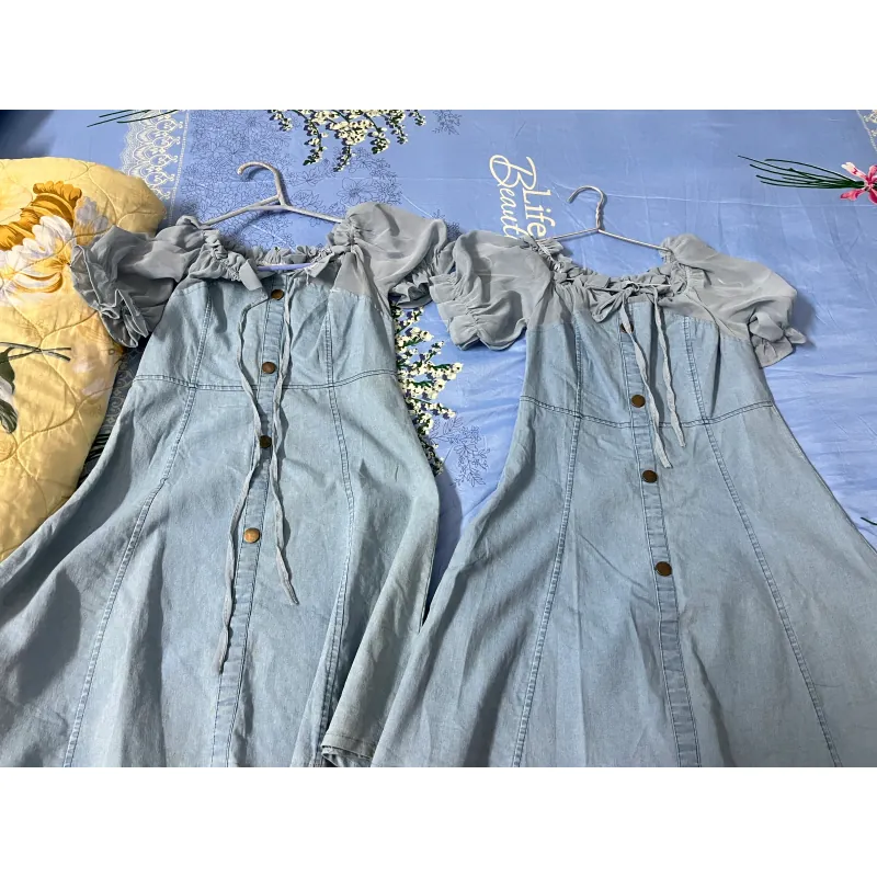 Váy + size M + màu xanh jean + còn mới 756236