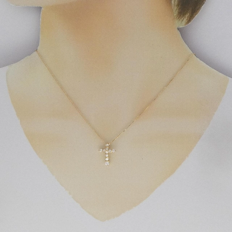 K18YG Dây chuyền kim cương chéo 0.51CT - Hàng hiệu Chính hãng 861566