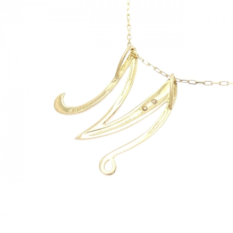 K18YG Chữ cái M Dây chuyền kim cương 0.01CT - Hàng hiệu Chính hãng 856918