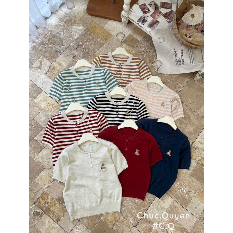 Áo Len nữ QC hàng new in hình con gấu màu đỏ 40-62kg  546750