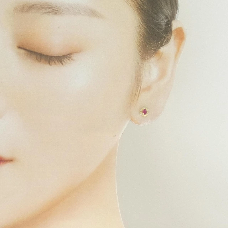 K18YG Bông tai Ruby 0.2CT - Hàng hiệu Chính hãng 873146