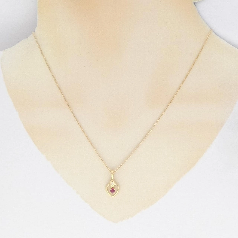 Dây chuyền ruby hình trái tim 18KTYG/750YG - Hàng hiệu Authentic 861309