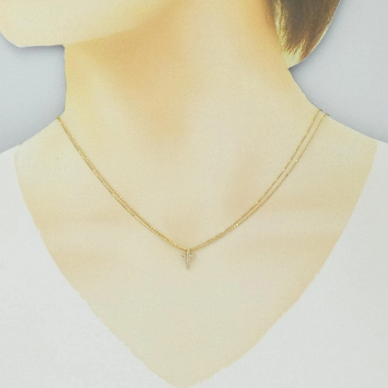 K18YG Dây chuyền kim cương chéo 0.1CT - Hàng hiệu Chính hãng 861321