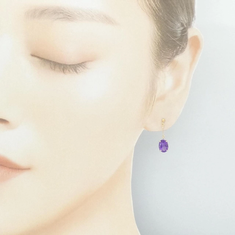 K18YG Amethyst Bông tai - Hàng hiệu Chính hãng 869705