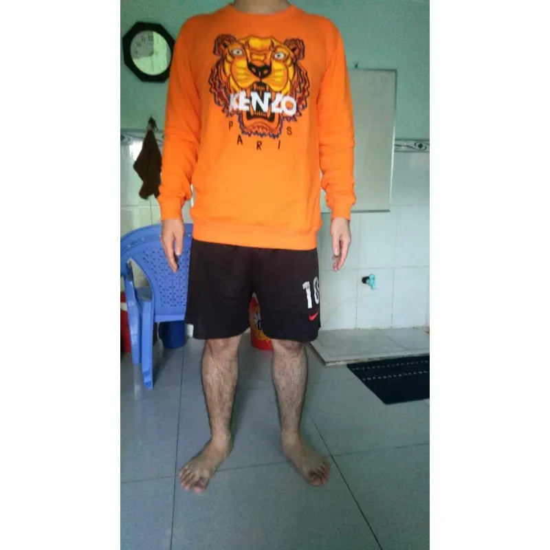 Áo khoác tay dài Kenzo màu cam thêu đầu hổ 719704