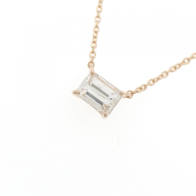 Dây chuyền kim cương K18PG 0.377CT I SI2 cắt hình Emerald - Hàng hiệu Authentic 875267