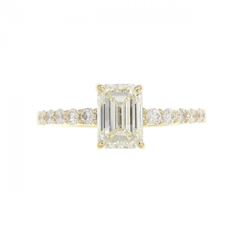 Nhẫn kim cương K18YG 1.01CT L SI1 cắt hình ngọc lục bảo - Hàng hiệu Authentic 874919