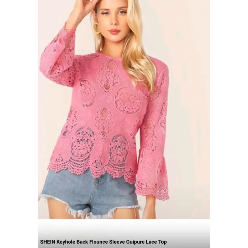 Áo Ren Hoa Sợi Móc Shein 720668