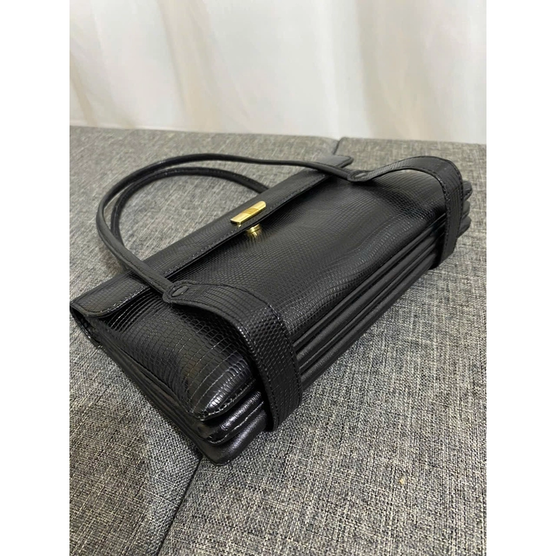 Túi xách đeo vai da kỳ nhông thật 13*23 màu đen 99% real iguana skin handbag 464046