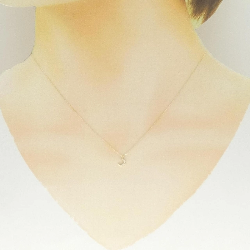 K18YG Mặt trăng Kim cương Dây chuyền 0.03CT - Hàng hiệu Chính hãng 856661