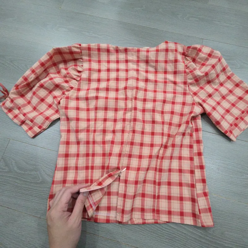 Áo sơ mi kiểu croptop đỏ caro 971878