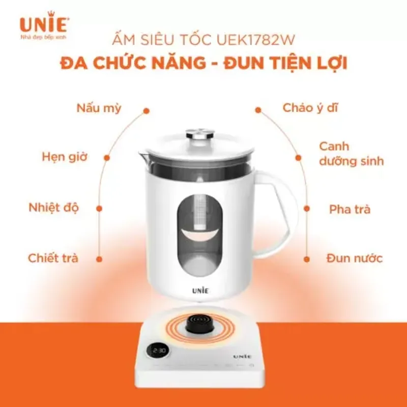 Ấm siêu tốc UNIE UEK1782W 🌡️ chỉnh nhiệt độ theo nhu cầu 729231