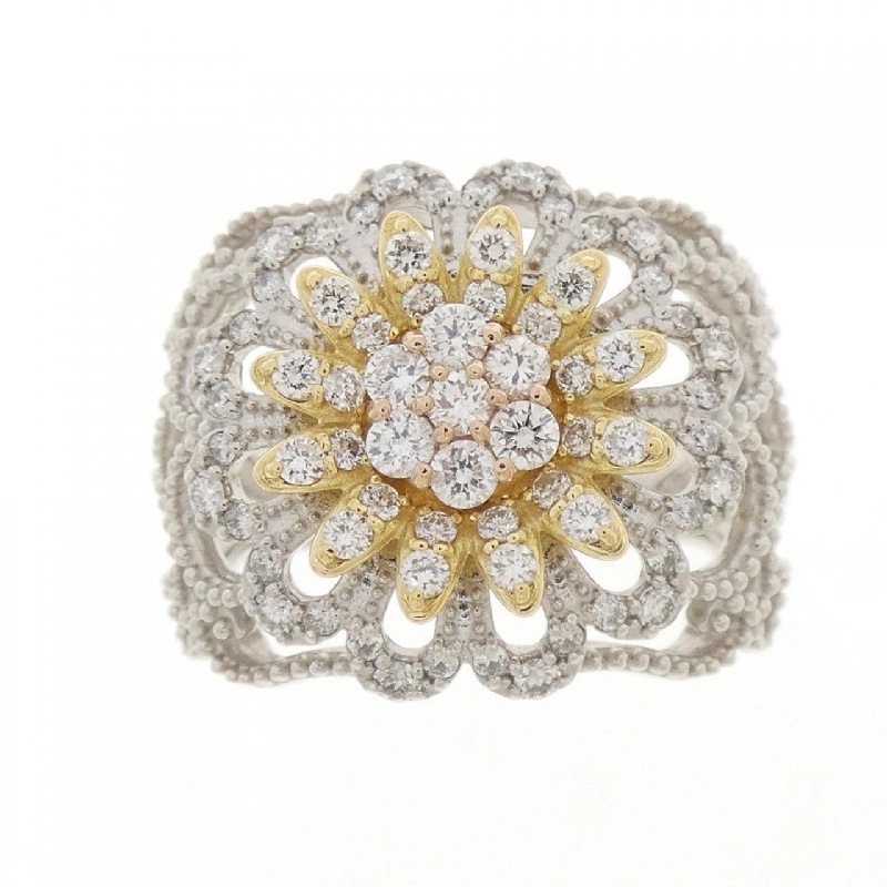 Nhẫn kim cương hoa K18YG/PT900/K18PG 0.70CT 668196