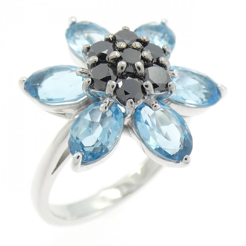 Nhẫn Blue Topaz K18WG Hoa 667592