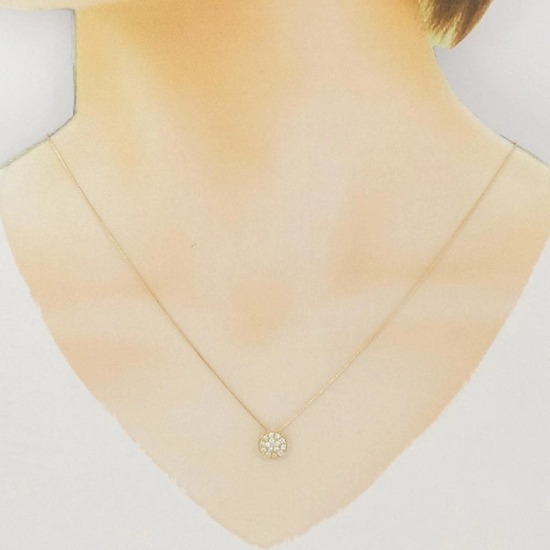 K18YG Pave Diamond Necklace 0.20CT - Hàng hiệu Authentic 858639