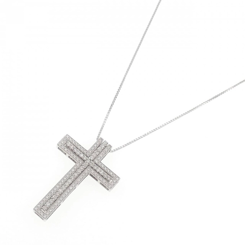 K18WG Dây chuyền kim cương chéo 0.55CT - Hàng hiệu Authentic 857963