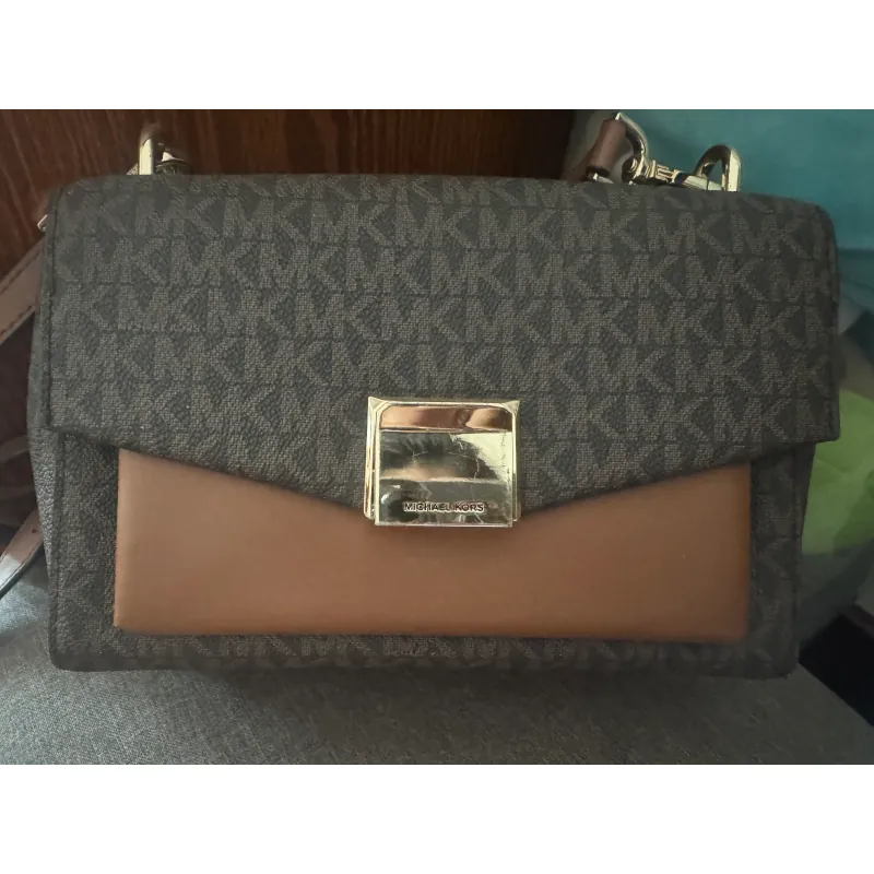 Túi xách nữ Michael Kors họa tiết chữ ký phối da nâu 591394