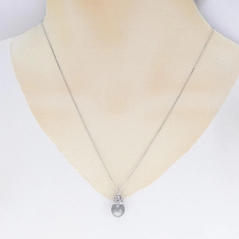 K18WG Ngọc trai đen dây chuyền 9.4mm - Hàng hiệu Chính hãng 861046