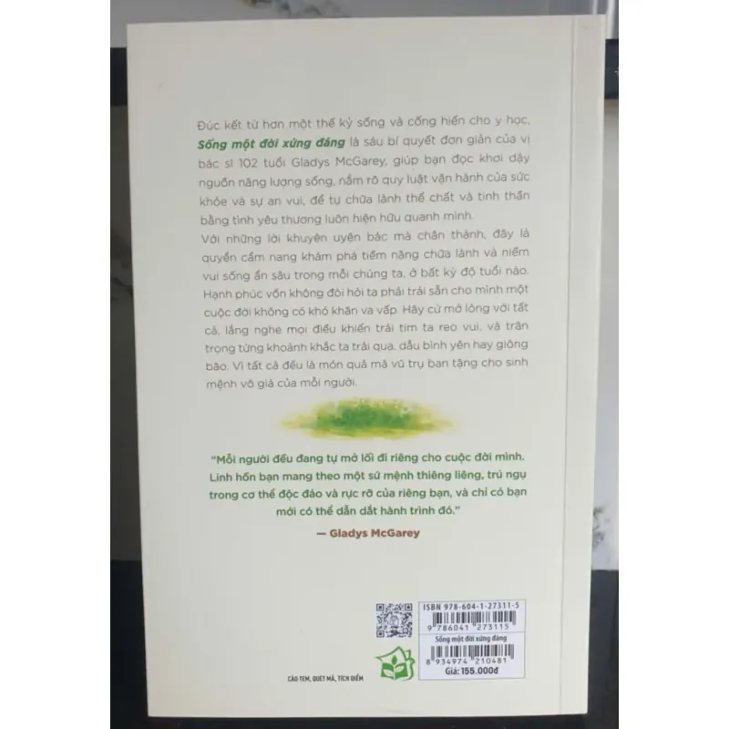Sách Sống Một Đời Xứng Đáng - Gladys McGarey mới% 1028243