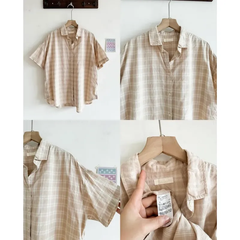 Áo sơmi hiệu Earth caro be (2hand) 754614