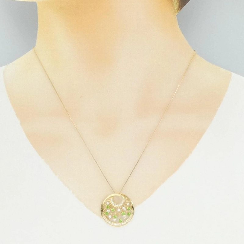 K18YG Đá Garnet Demantoid Dây Chuyền 0.51CT - Hàng hiệu Chính hãng 857694