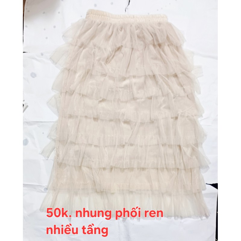 Chân váy nhung phối ren nhiều tầng siêu đẹp 141764