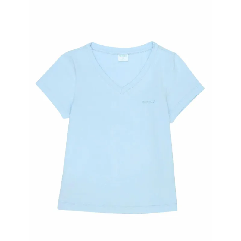 Áo thun cổ tim hack dáng màu xanh biển 734582