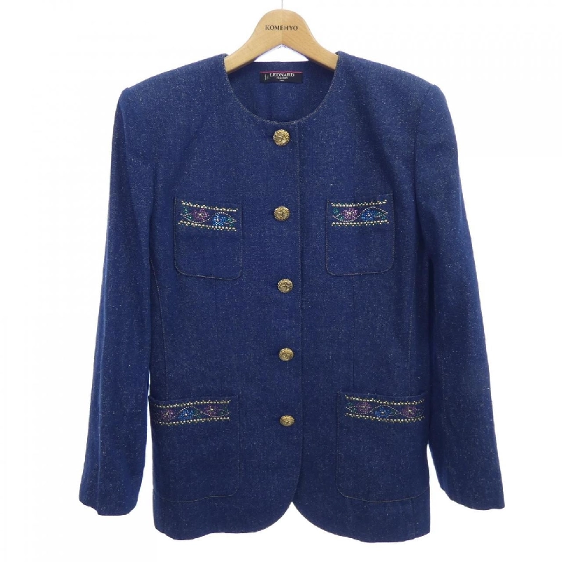 【Mã giảm giá】Thời trang Leonar LEONARD FASHION Áo khoác không cổ 643380