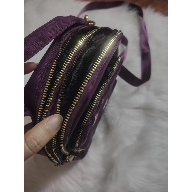 Túi dù tím nhiều ngăn, có thể làm thành balo mini mới  1022048