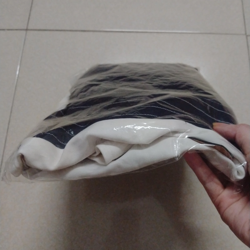 Áo somi dài tay mix kẻ xanh trắng size L 507666