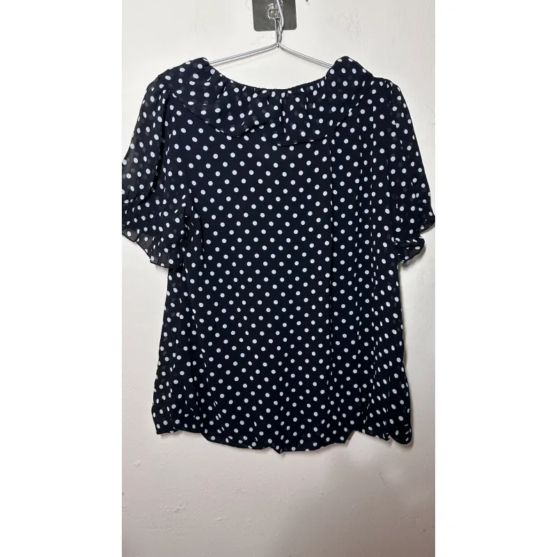 Áo blouse nữ chấm bi tay bồng cổ đức màu đen trắng 734257